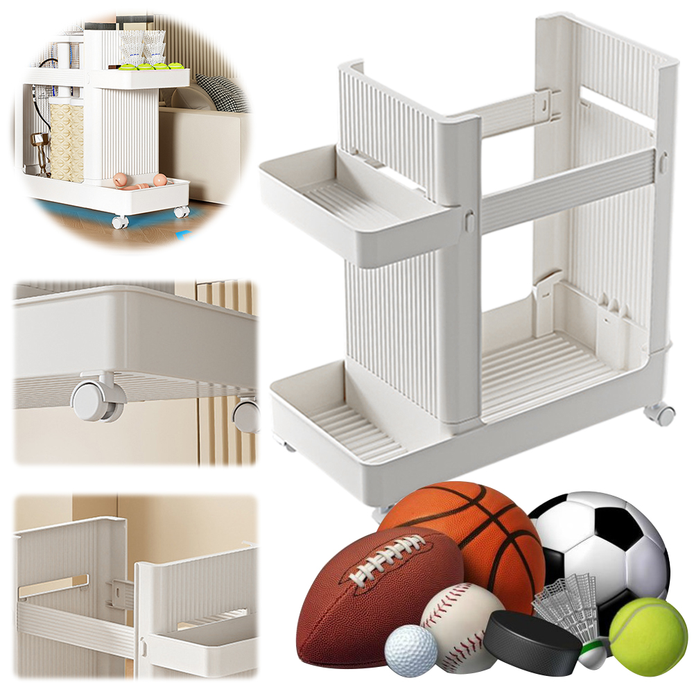 Sports Equipment Trolley - Fitnessgeräte-Organizer-Trolley mit Rädern, Fitnessgeräte-Halter, Sportausrüstungs-Aufbewahrungsregal, Sportausrüstungs-Trolley-Korb
