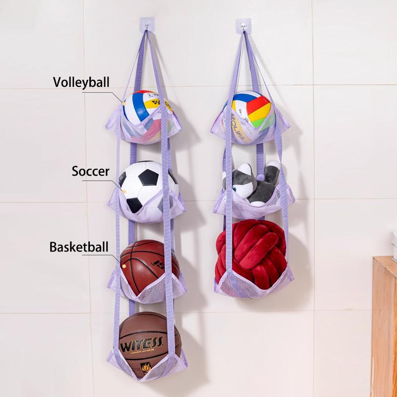 Sports Equipment Garage Organizer - Neue wandmontierte Ballaufbewahrungstasche mit Netztaschen, Organizer