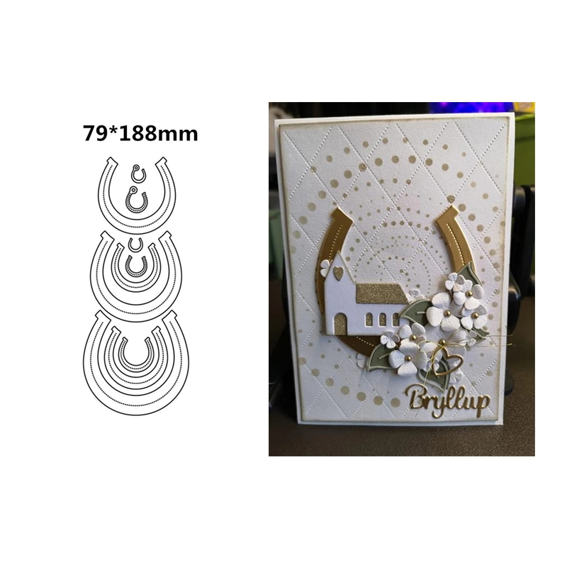Horseshoe Game Set - 2022 Juli Hufeisen-Metall-Stanzformen für Scrapbooking, Rahmen,